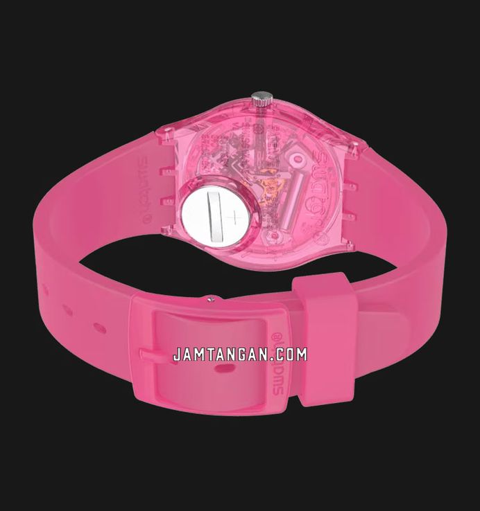 Swatch GP166 Ladies Gum Flavour Skeleton Pink Dial Pink Rubber Strap