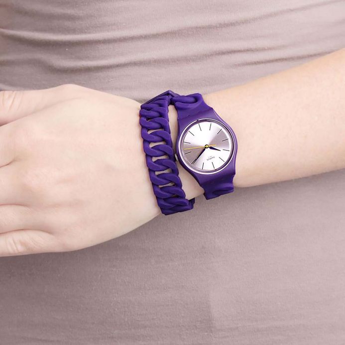 Swatch Originals GV127 Purpbell Silver Dial Purple Rubber  display picture 3