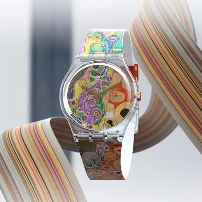 Swatch MoMA GZ349 Hope II By Gustav Klimt Yellow Painting Dial