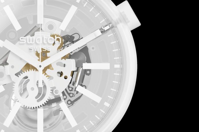 Swatch Big Bold SO27E106 Whiteinjelly Skeleton Transparent Dial White  Silicone Strap