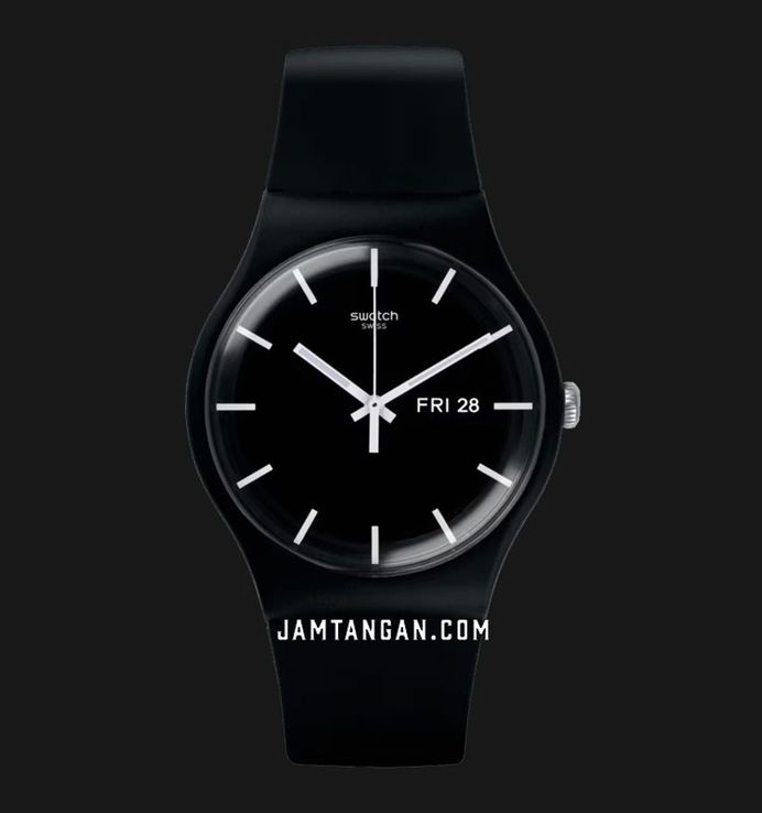 Swatch SO29B704 Mono Black Dial Black Silicone Strap