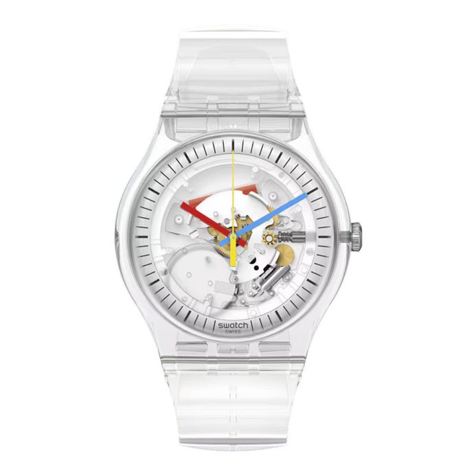 Swatch SO29K100-S06 Clearly New Gent Skeleton Dial Transparent Silicone  Strap