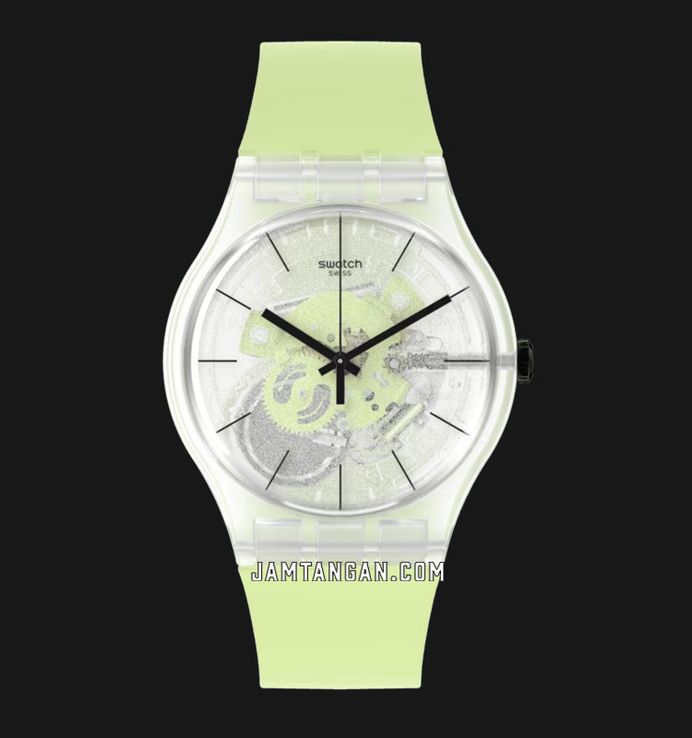 Swatch SO29K106 Green Daze Skeleton Dial Green Silicone Strap