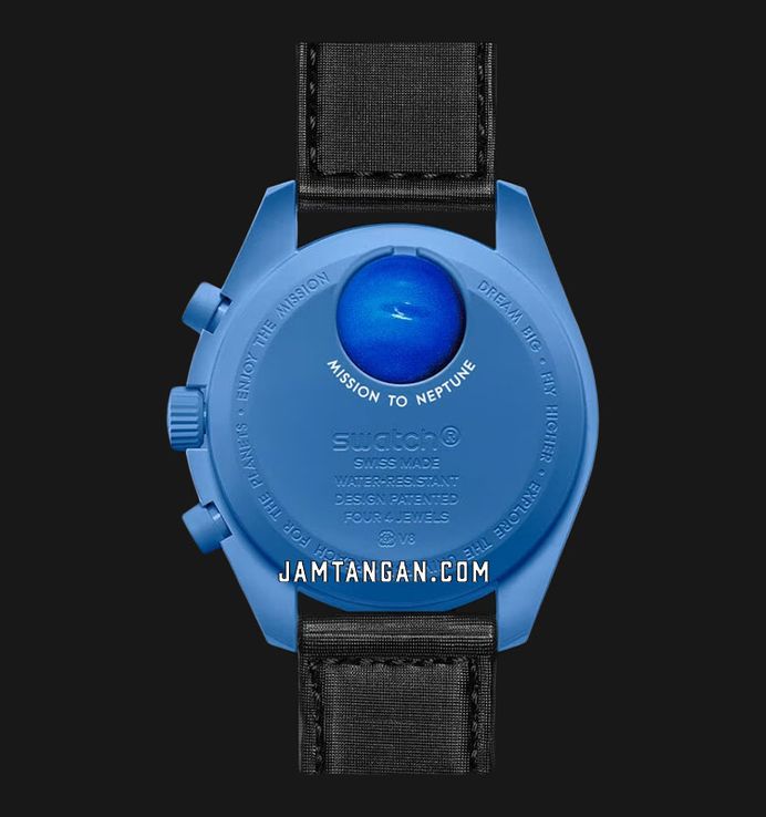 Swatch X Omega Bioceramic Moonswatch SO33N100 Mission To Neptune Speedmaster Blue Dial Velcro Strap