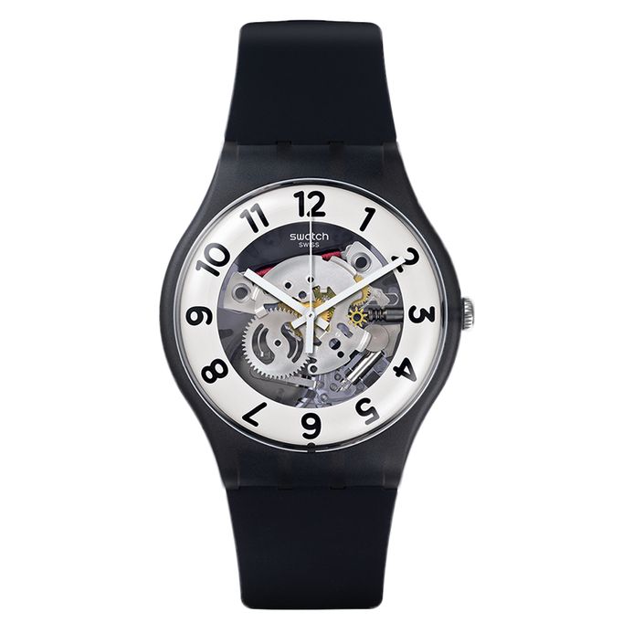 Swatch SUOB134 Skeletor Skeleton Dial Black Silicone Strap