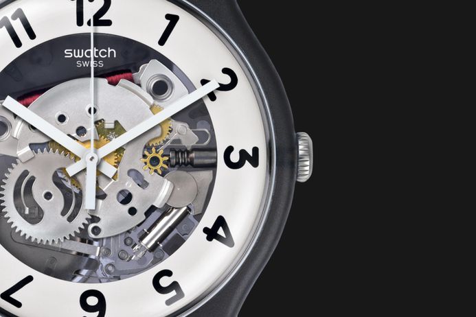 Swatch SUOB134 Skeletor Skeleton Dial Black Silicone Strap