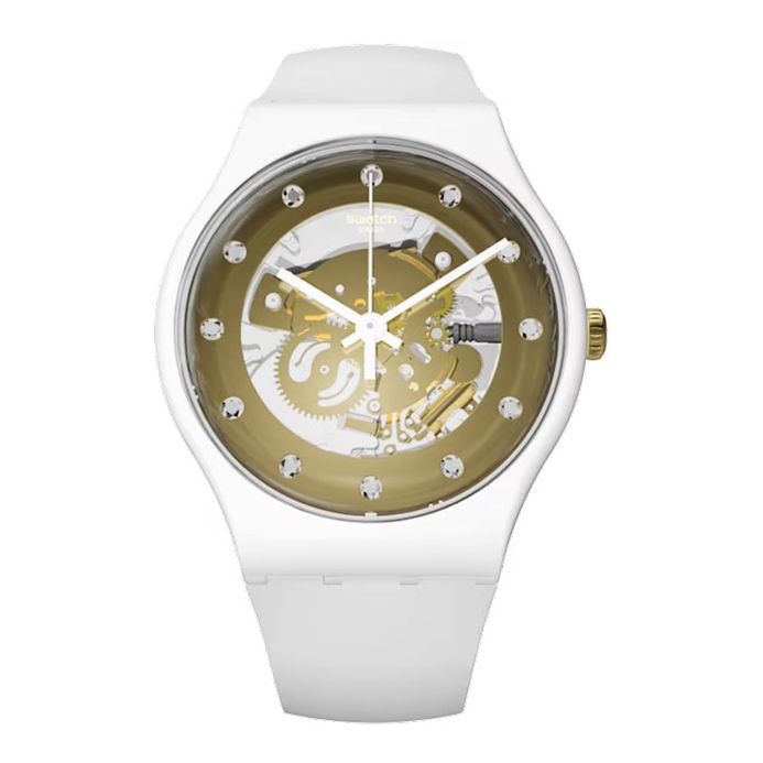 Swatch Sparkling Circle SUOZ148 Sunray Glam Skeleton Dial White