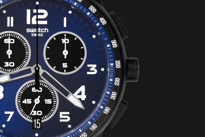 Swatch Classic SUSB402 Nitespeed Chronograph Dual Tone Dial Black