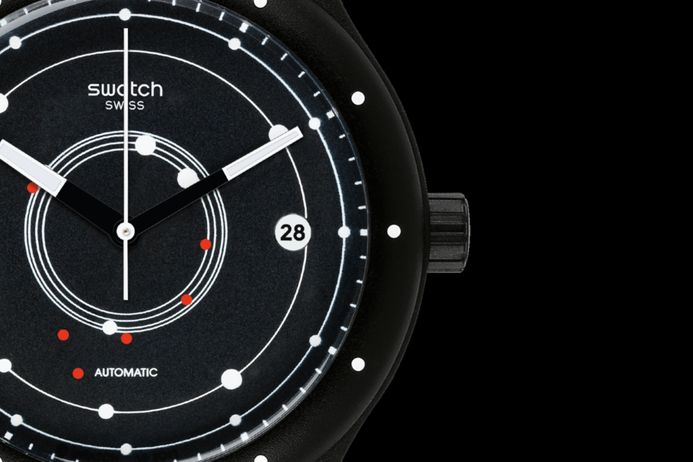 Swatch Sistem51 SUTB400 Automatic Sistem Black Dial Black Leather