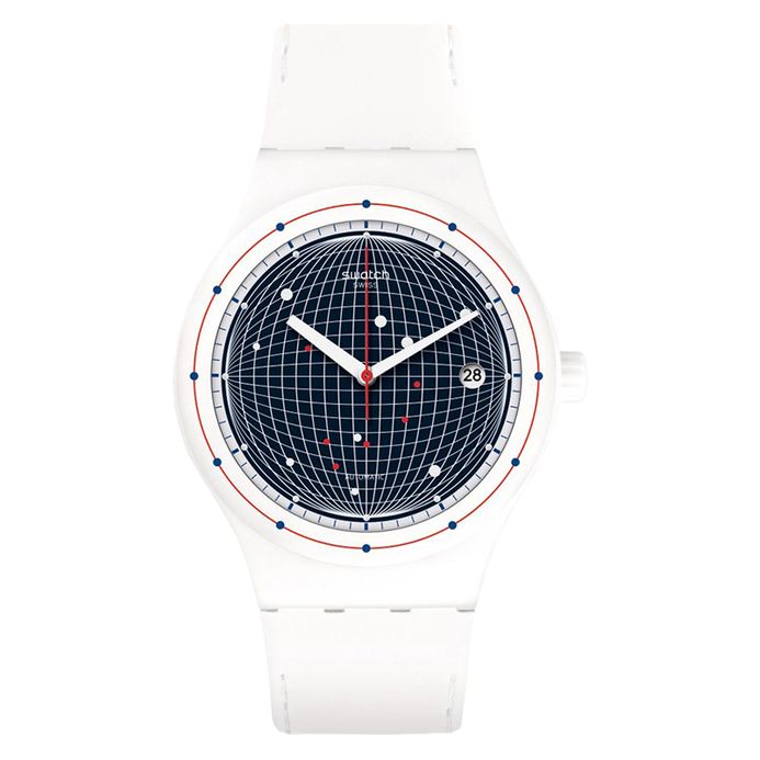 Swatch Sistem51 SUTW404 Automatic Sistem Planet Dual Tone Dial White  Silicone Strap