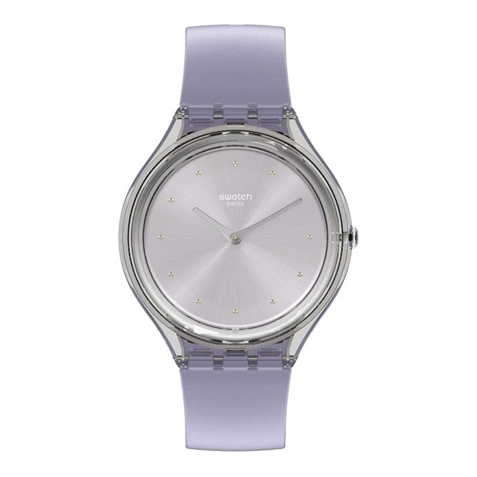 Swatch Skin Love SVOK110 Ladies Light Lavender Dial Shimmery Lilac Resin  Strap