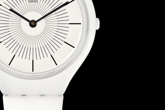 Swatch Skinpure SVOW100 White Dial Matte White Silicone Strap