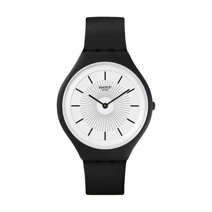 Swatch Skinnoir SVUB100 White Dial Black Rubber Strap