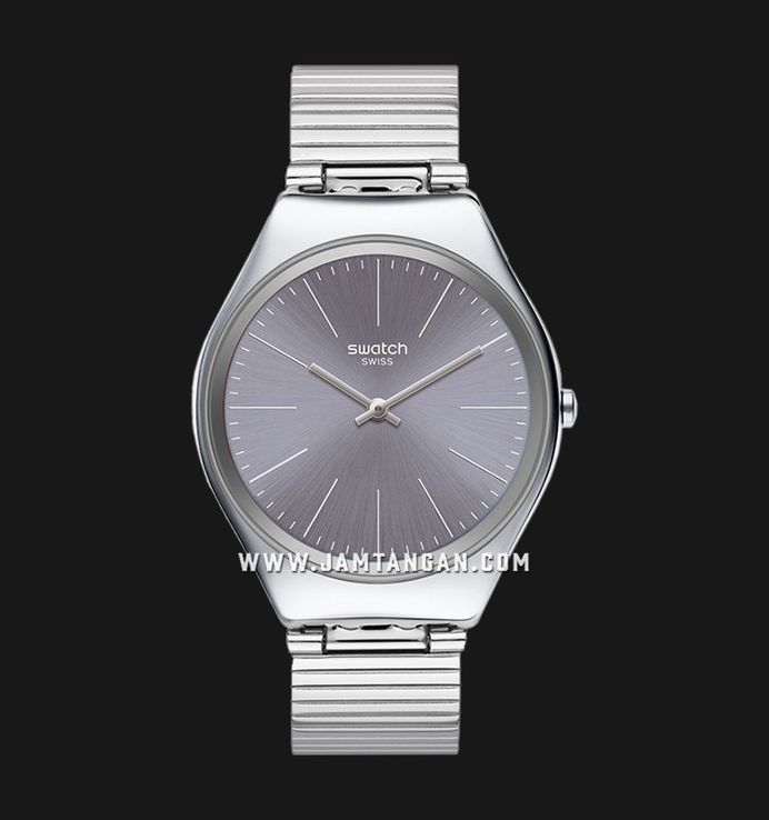 Swatch Skinsteel SYXS123GG Pale Purple Gleaming Sun Brushed Dial Stainless Steel Strap