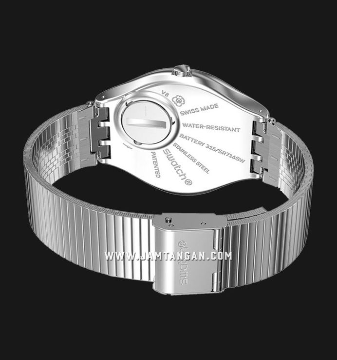 Swatch Skinsteel SYXS123GG Pale Purple Gleaming Sun Brushed Dial Stainless Steel Strap