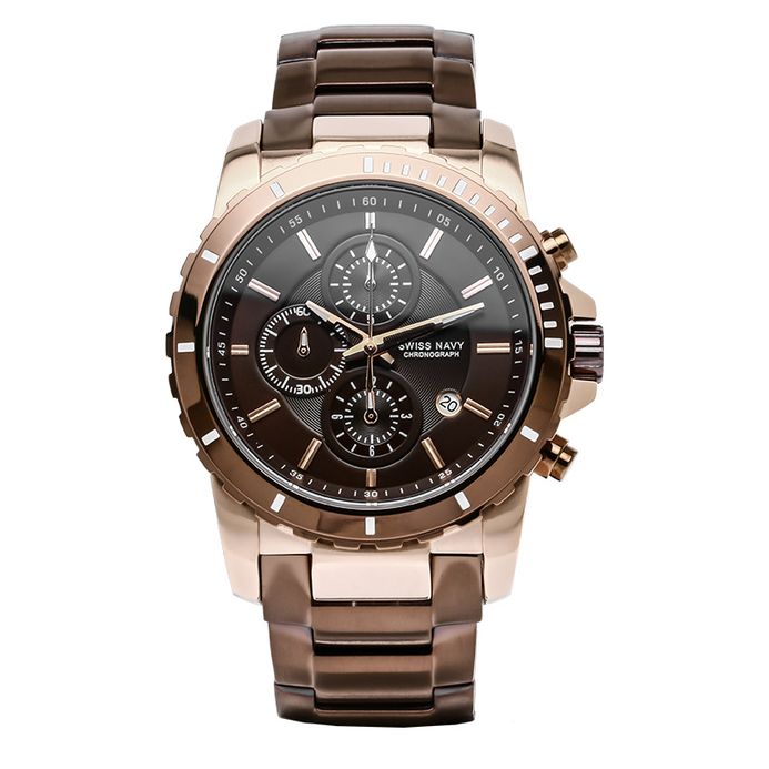 SWISS NAVY 6802MRGBN Man Chronograph Black Dial Stainless Steel