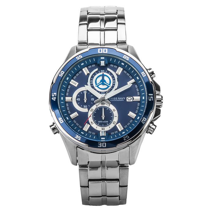 SWISS NAVY 8006MSSBL Men Chronograph Blue Dial Stainless Steel
