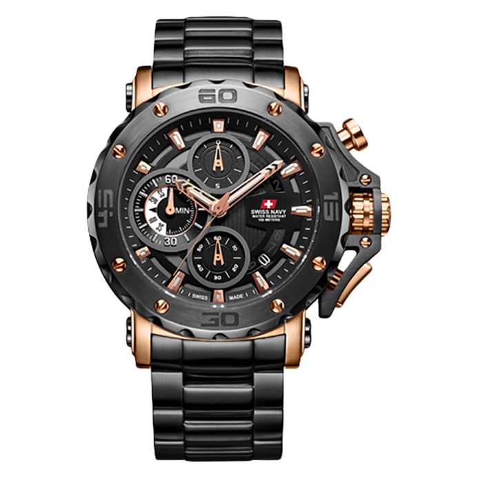 SWISS NAVY 8932 MRGBK Man Black Dial Stainless Steel