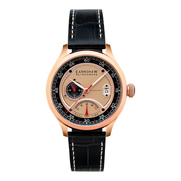 Thomas Earnshaw Viscount ES-8269-05 Dual Time Rose Gold Dial Black