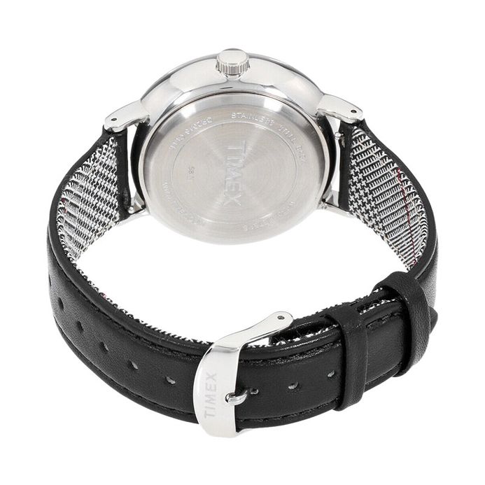 Timex TW2R38000 Fairfield Mens White Dial Black Leather Strap 
