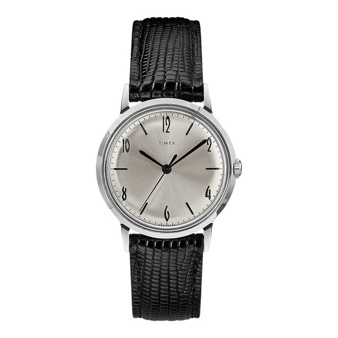 Timex Marlin TW2R47900 Mechanical Men Silver Dial Black Leather