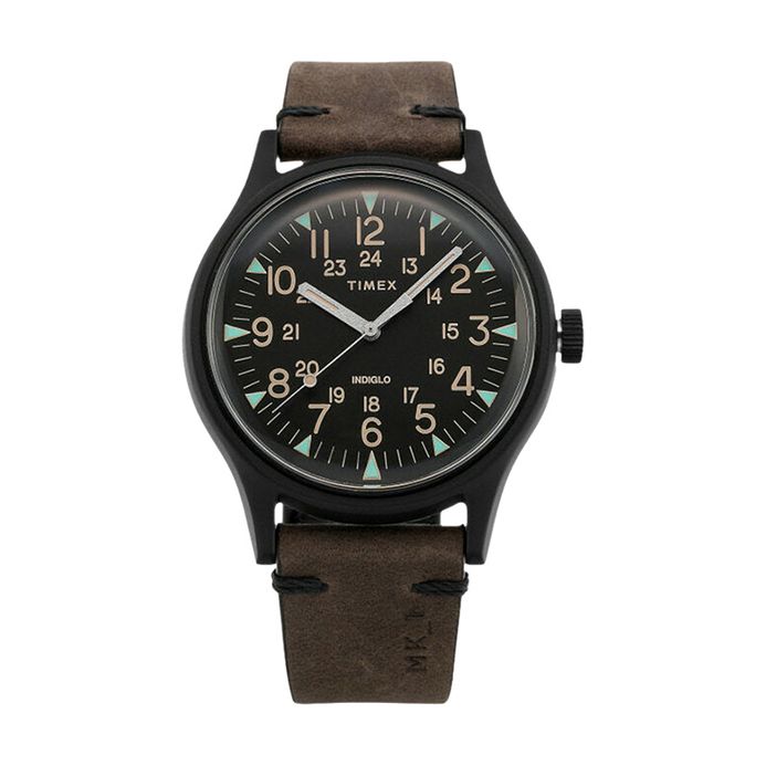 Timex MK1 Steel TW2R96900 Mens Black Dial Dark Brown Leather Strap