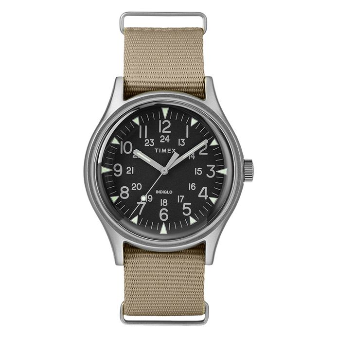 Timex MK1 TW2T10300 Mens Black Dial Tan Nylon Strap