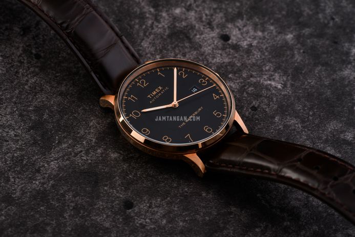 Timex Waterbury TW2T70100 Automatic Men Black Dial Brown Leather Strap