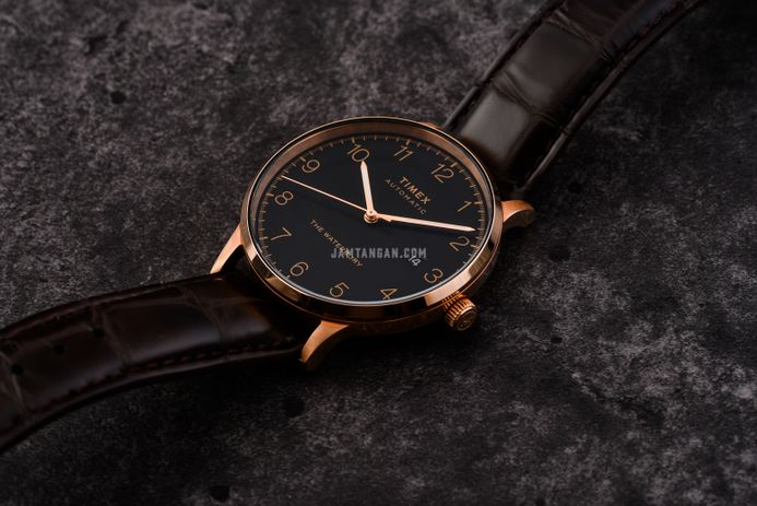Timex Waterbury TW2T70100 Automatic Men Black Dial Brown Leather Strap