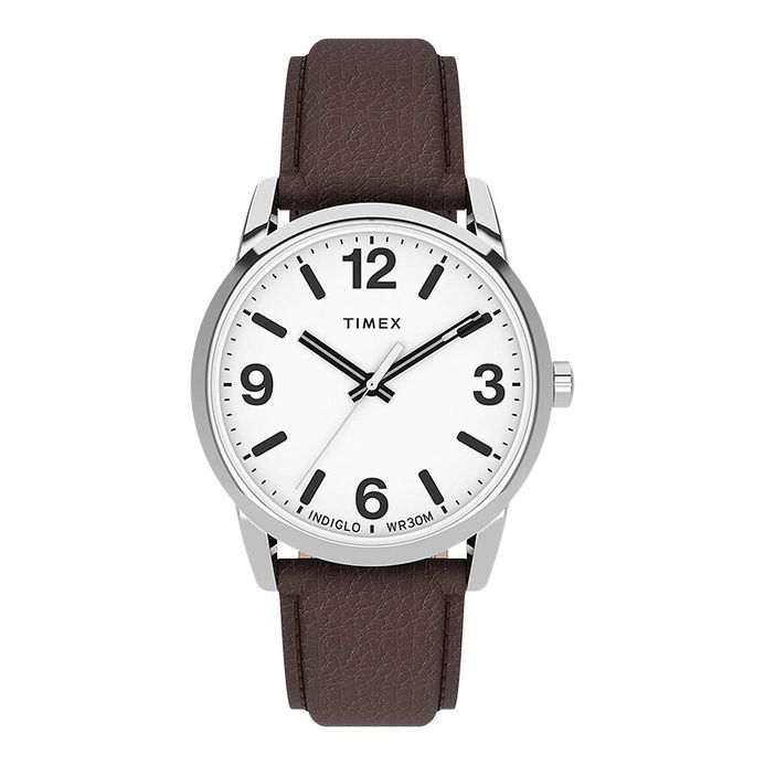 Timex Easy Reader TW2U71600 Indiglo White Dial Brown Leather Strap