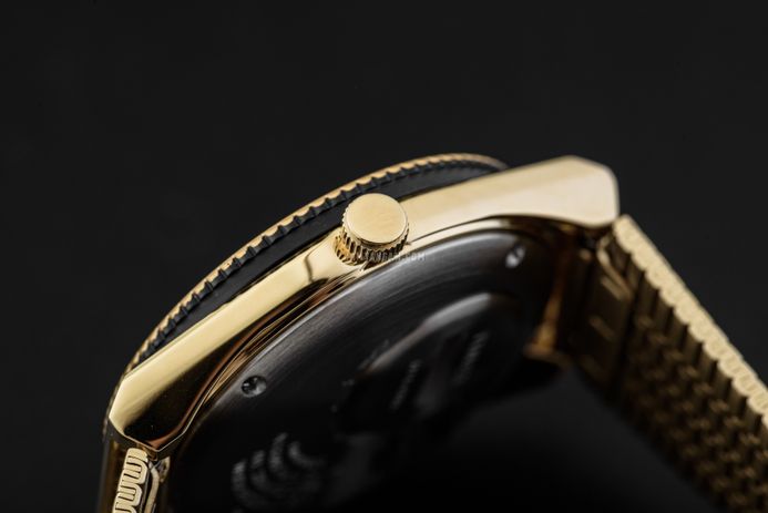 Timex Q TW2V18800 Reissue Men Black Dial Gold Stainless Steel Strap