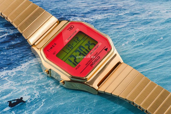 Timex T80 TW2V19200 Ladies Digital Dial Gold Stainless Steel