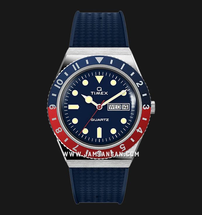 Timex Q TW2V32100 Men Blue Dial Blue Rubber Strap