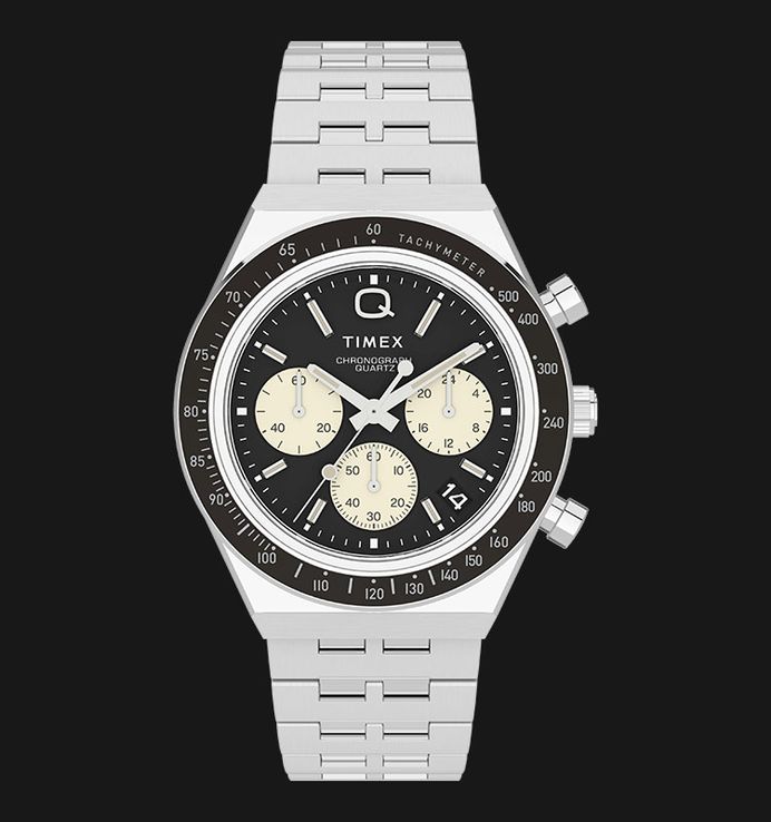 Timex Panda Collection Timex Q TW2V42600 Catch A Panda Chronograph Black Dial Stainless Steel ...