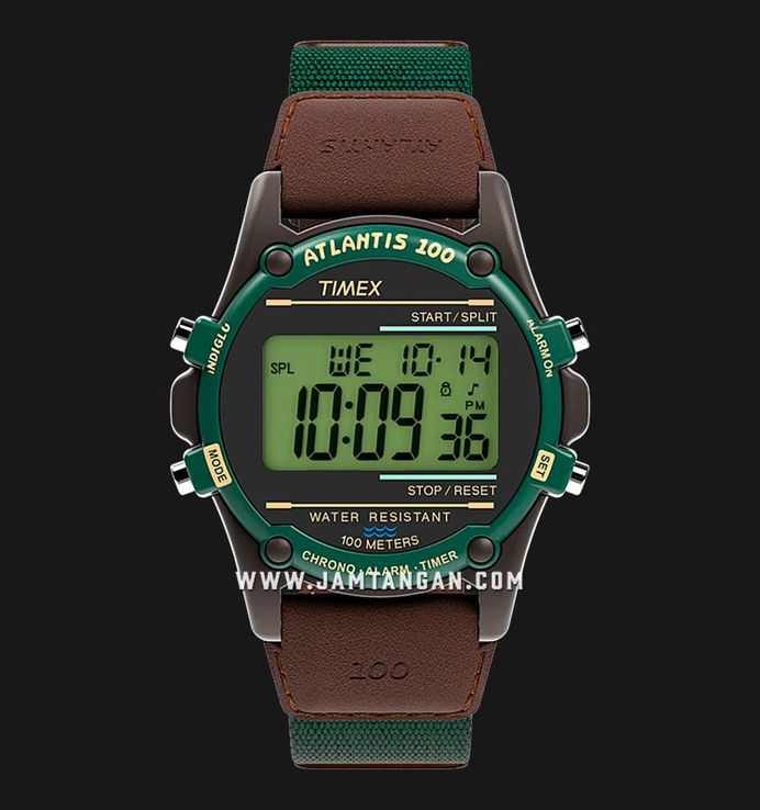 Timex Atlantis TW2V44300 Digital Dial Brown Fabric and Leather Strap