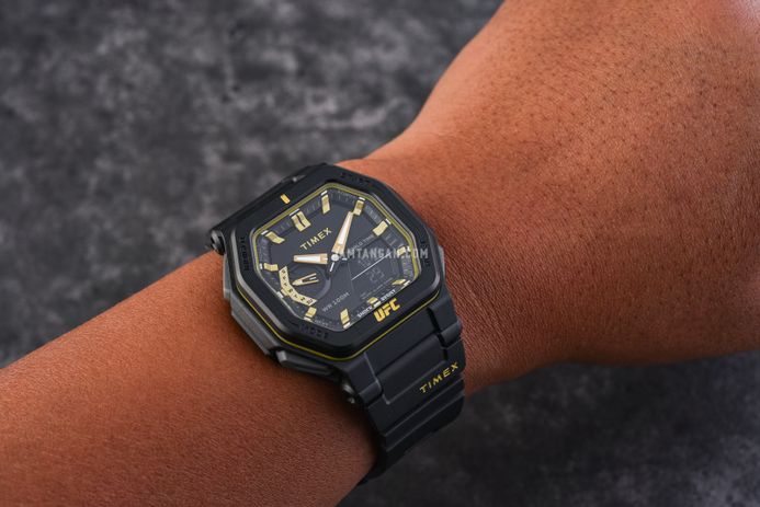 Timex UFC Colossus TW2V55300 Men Digital Analog Dial Black Rubber Strap