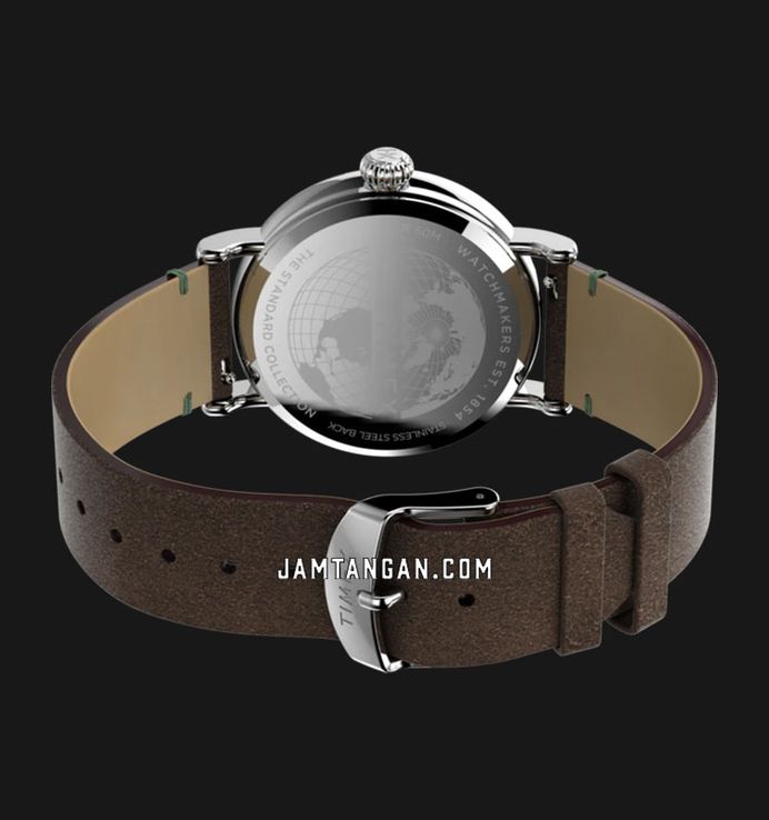 Timex Standard TW2V71200 Men Eco Friendly Green Dial Brown Leather Strap