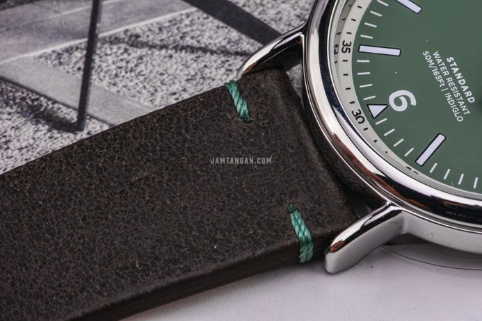 Timex Standard TW2V71200 Men Eco Friendly Green Dial Brown Leather Strap