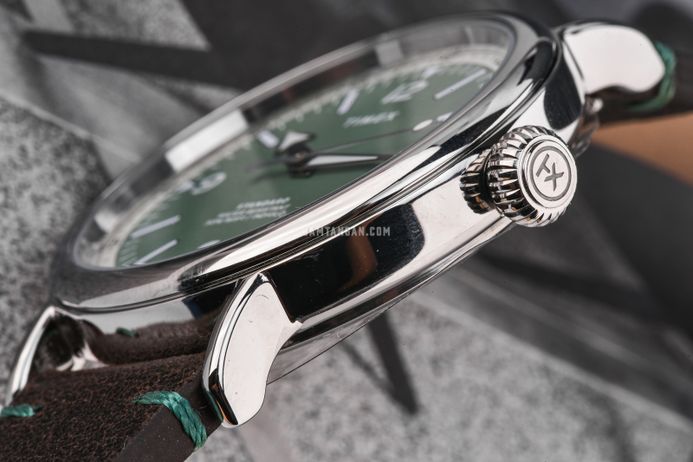 Timex Standard TW2V71200 Men Eco Friendly Green Dial Brown Leather Strap