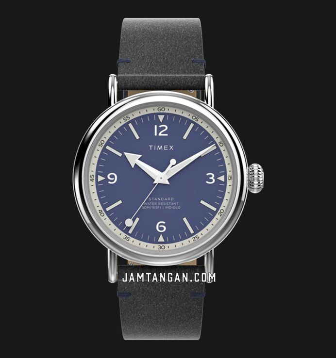 Timex Standard TW2V71300 Men Eco Friendly Blue Dial Black Leather Strap