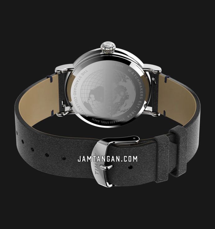 Timex Standard TW2V71300 Men Eco Friendly Blue Dial Black Leather Strap