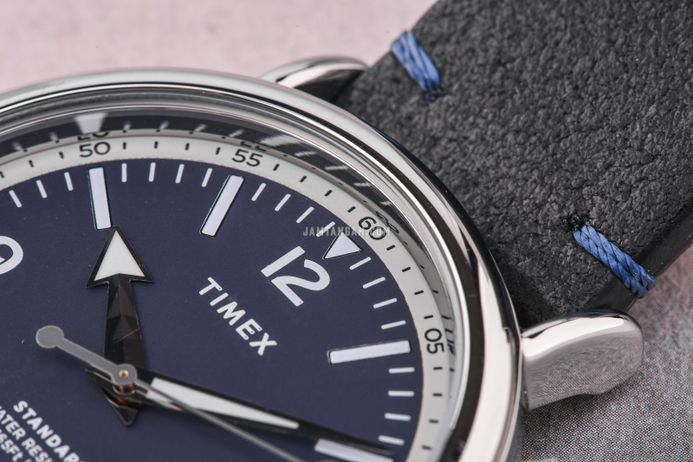 Timex Standard TW2V71300 Men Eco Friendly Blue Dial Black Leather Strap
