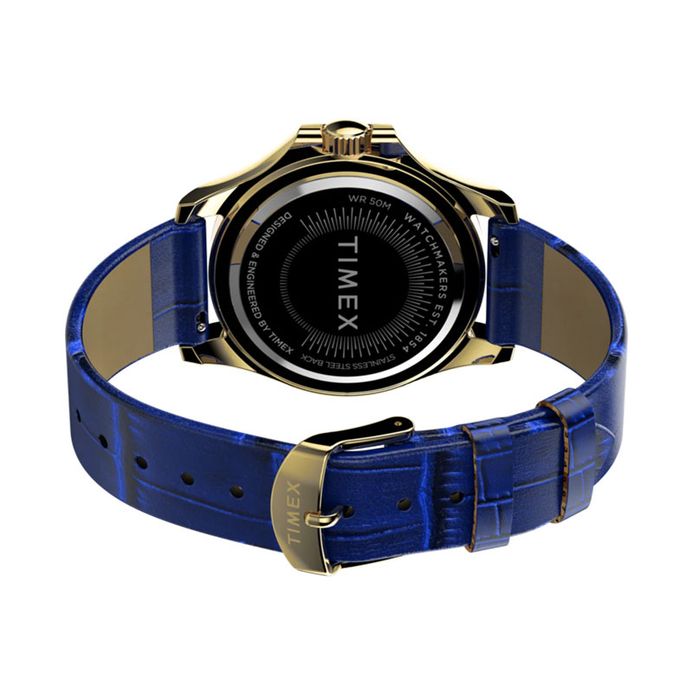 【国内即納】TIMEX Kaia Multifunction TW2W10800 腕時計 Timex Kaia TW2W10800 Ladies Gold Dial Blue Leather Strap