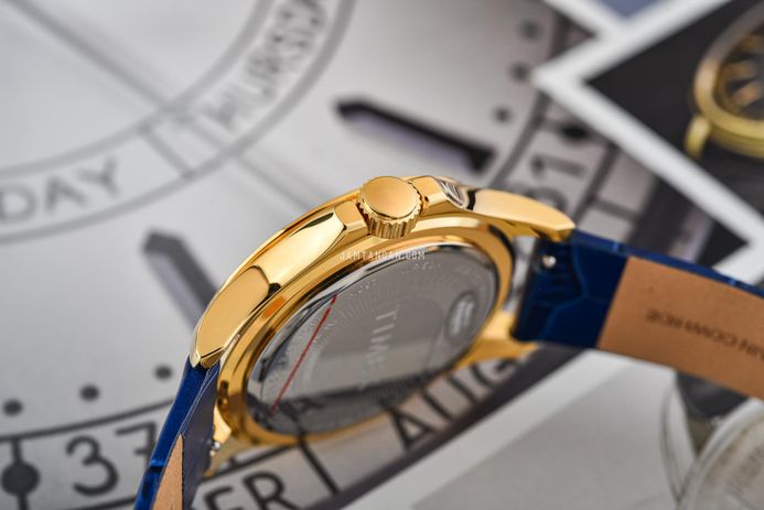 Timex Kaia TW2W10800 Ladies Gold Dial Blue Leather Strap