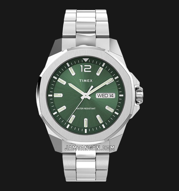 Timex Essex Avenue TW2W13900 Men Green Dial Stainless Steel Strap