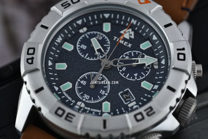 Timex Expedition TW2W16300 Ridge Chronograph Blue Dial Brown Eco