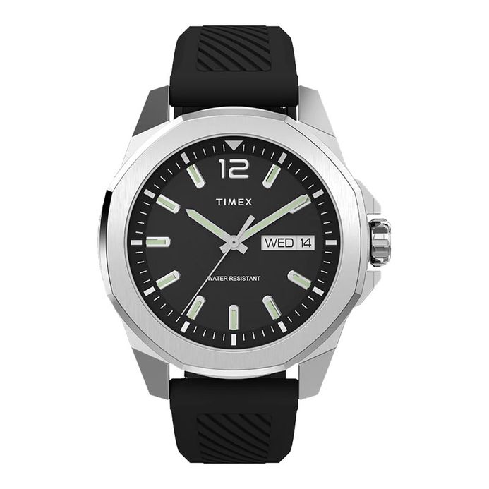 Timex Essex TW2W42900 Men Black Dial Black Rubber Strap