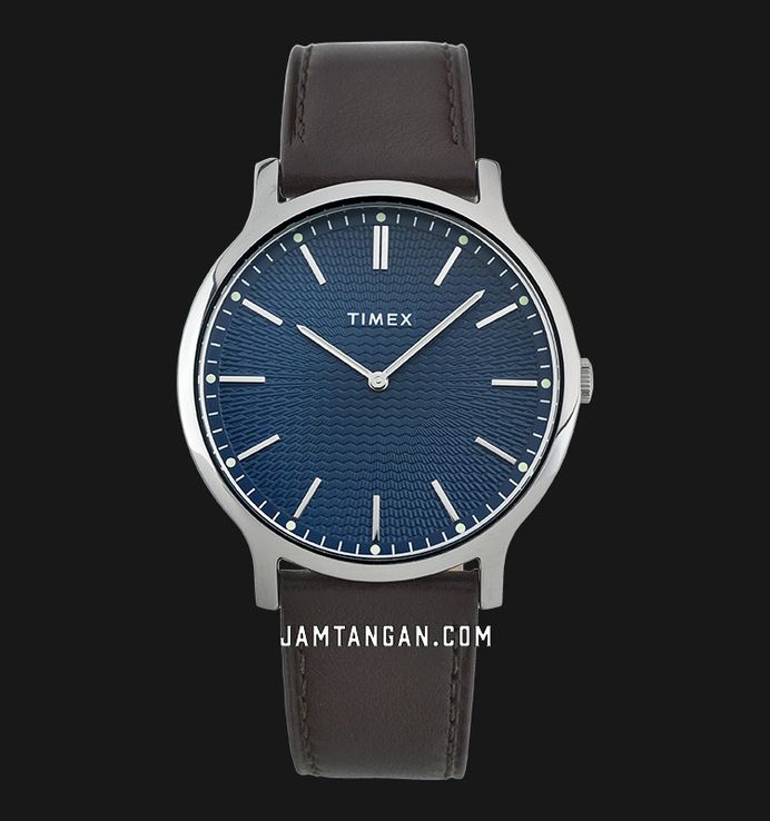 Timex Trend TW2W43700 Gallery Navy Blue Dial Brown Leather Strap