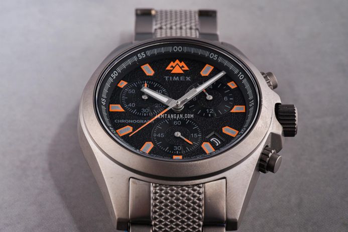 Timex Expedition TW2W45700 Field Chronograph Black Dial Gunmetal Stainless Steel Strap