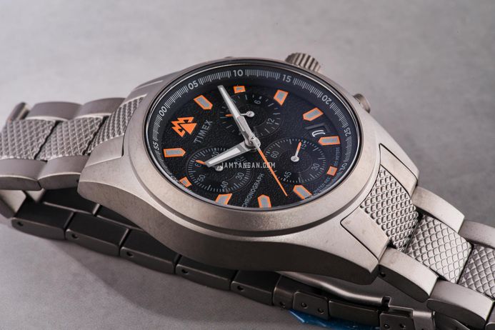 Timex Expedition TW2W45700 Field Chronograph Black Dial Gunmetal Stainless Steel Strap